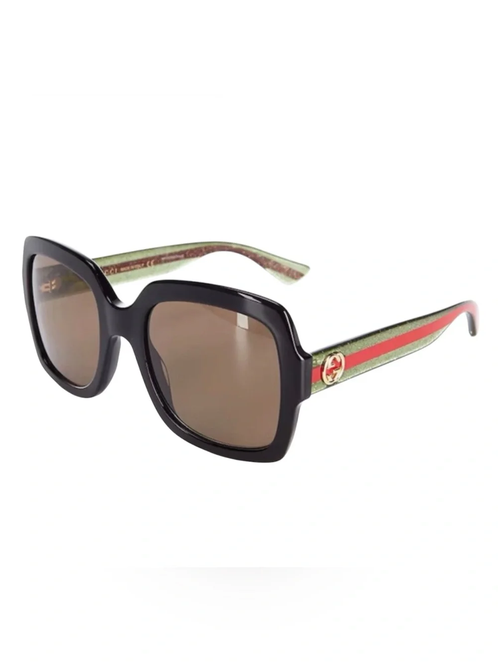 Gucci Black Oversized Square Glitter Women’s Sunglasses